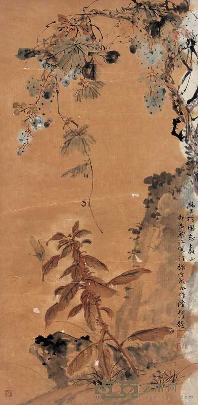 陆抑非等 花卉 立轴 52×107cm